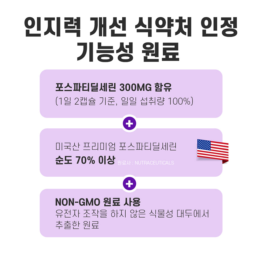 두뇌 인지력 기억력 케어 PS 포스파티딜세린 복합 기능성 징코 - 상세 이미지 5