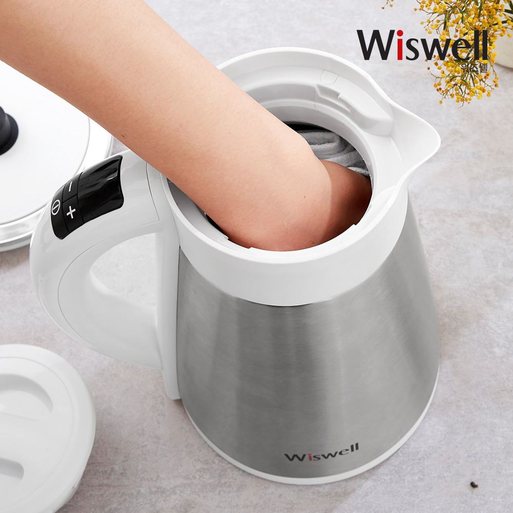 위즈웰 전기포트 온도조절 무선주전자 커피 티 분유 포트 1.5L WK4005