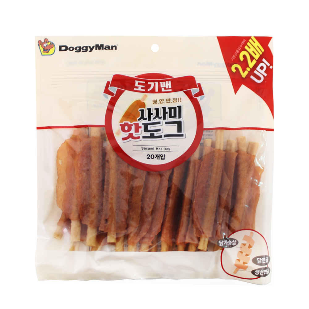 도기맨 영양만점 사사미 핫도그 대용량 20P 글루코사민 코드로이틴 강아지 관절케어 간식 - 상품 이미지