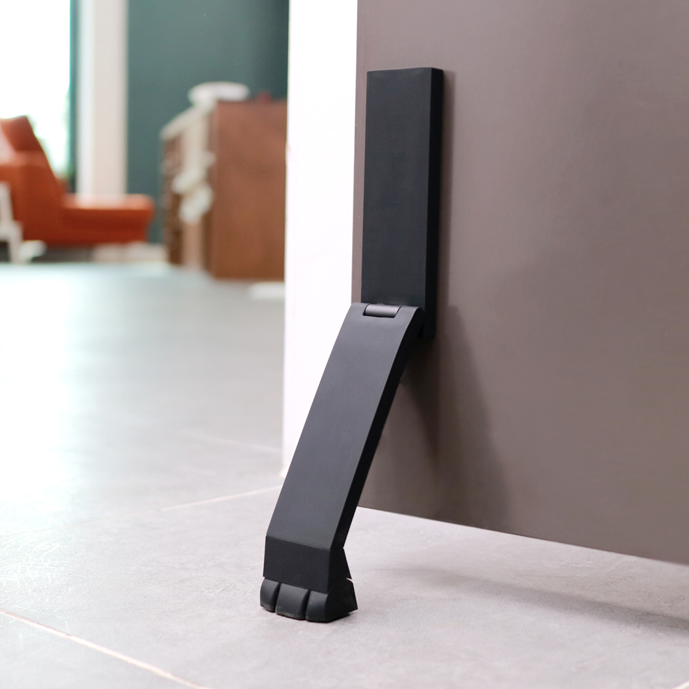 리얼마그넷 무타공 자석 도어스토퍼 현관 말굽 현관문 말발굽 방화문 고정 블랙