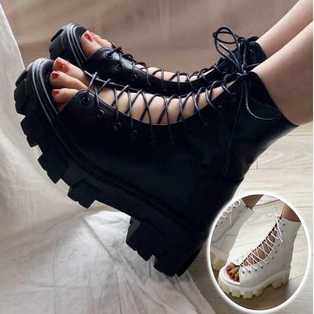 통굽끈샌들 스트릿 여성여름샌들 블랙 스트랩샌들