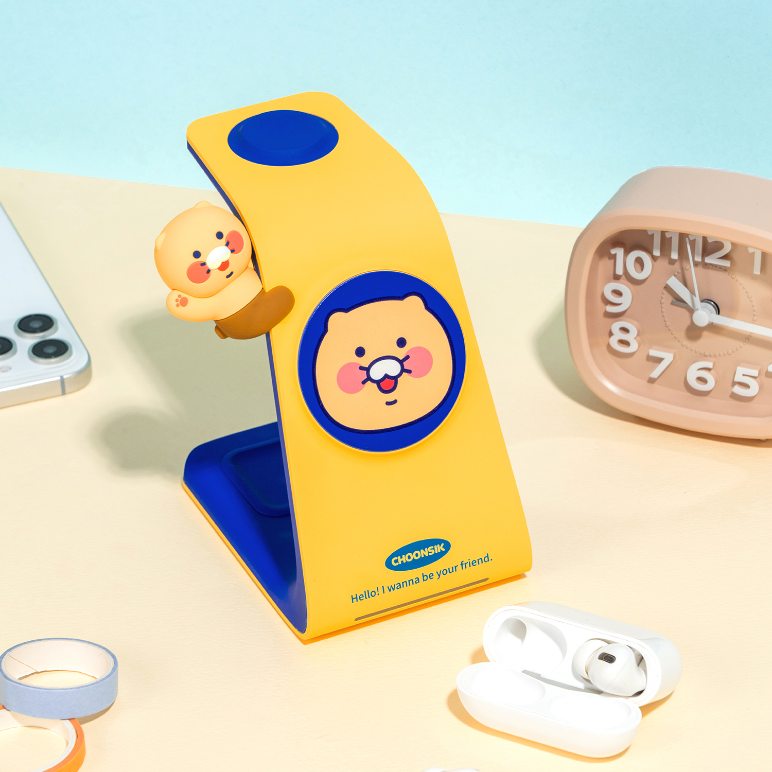 카카오프렌즈 하이춘식 3in1 맥세이프 무선충전기(애플워치용) 블루 - 상품 이미지