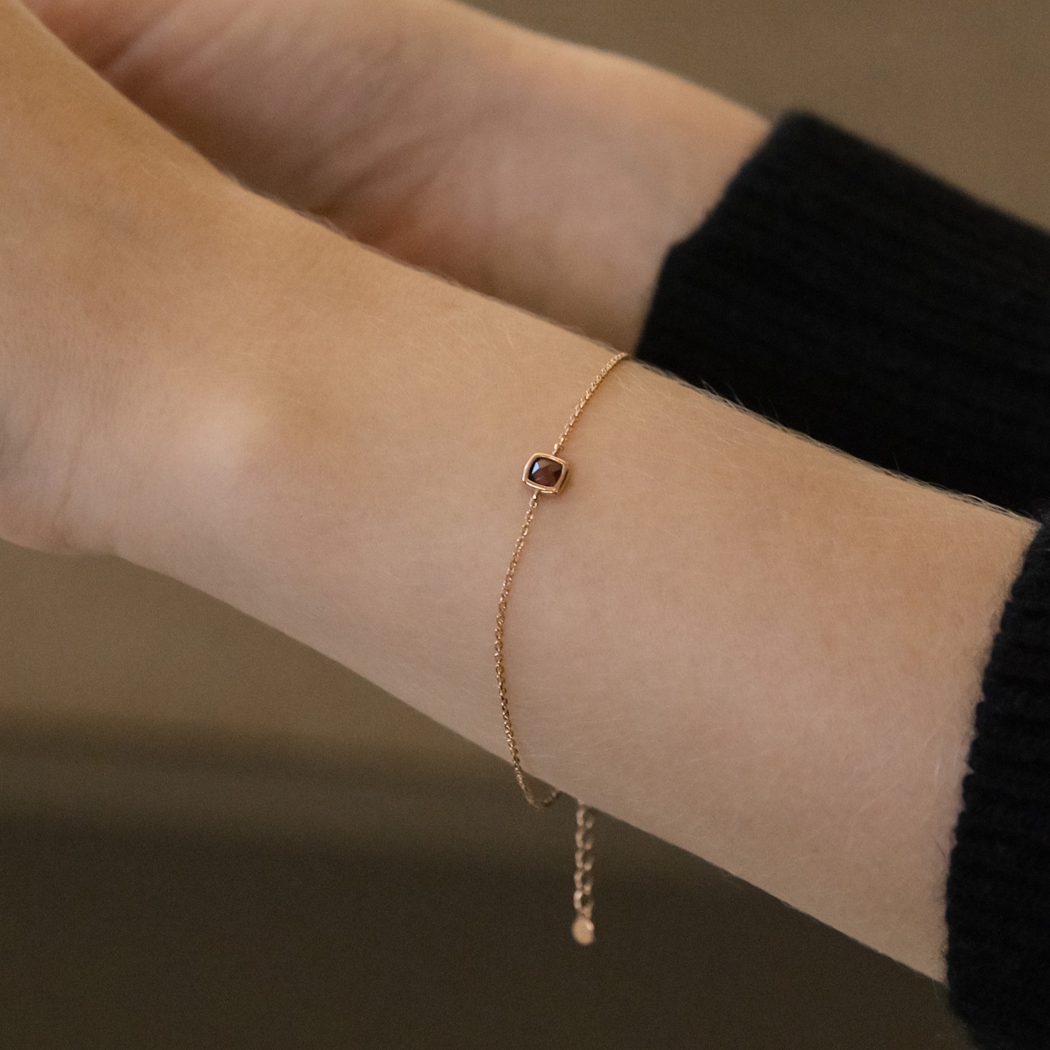 14k 어반스퀘어 금 체인 팔찌 생일 선물 여자 팔찌