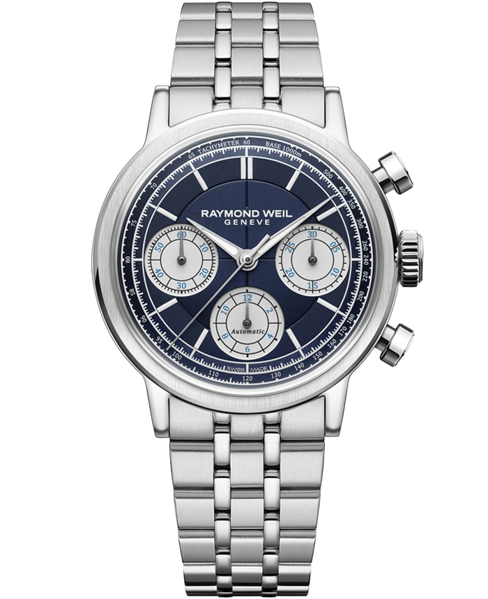 [레이몬드웨일] 밀레짐 크로노그래프 스틸 39mm 블루 - 상품 이미지
