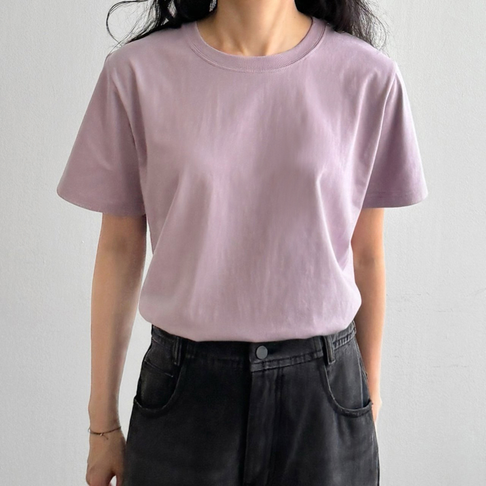 루즈핏 코튼 스판 무지 기본 여름 여성 티셔츠 면 라운드 레이어드 이너티 여자 반팔티