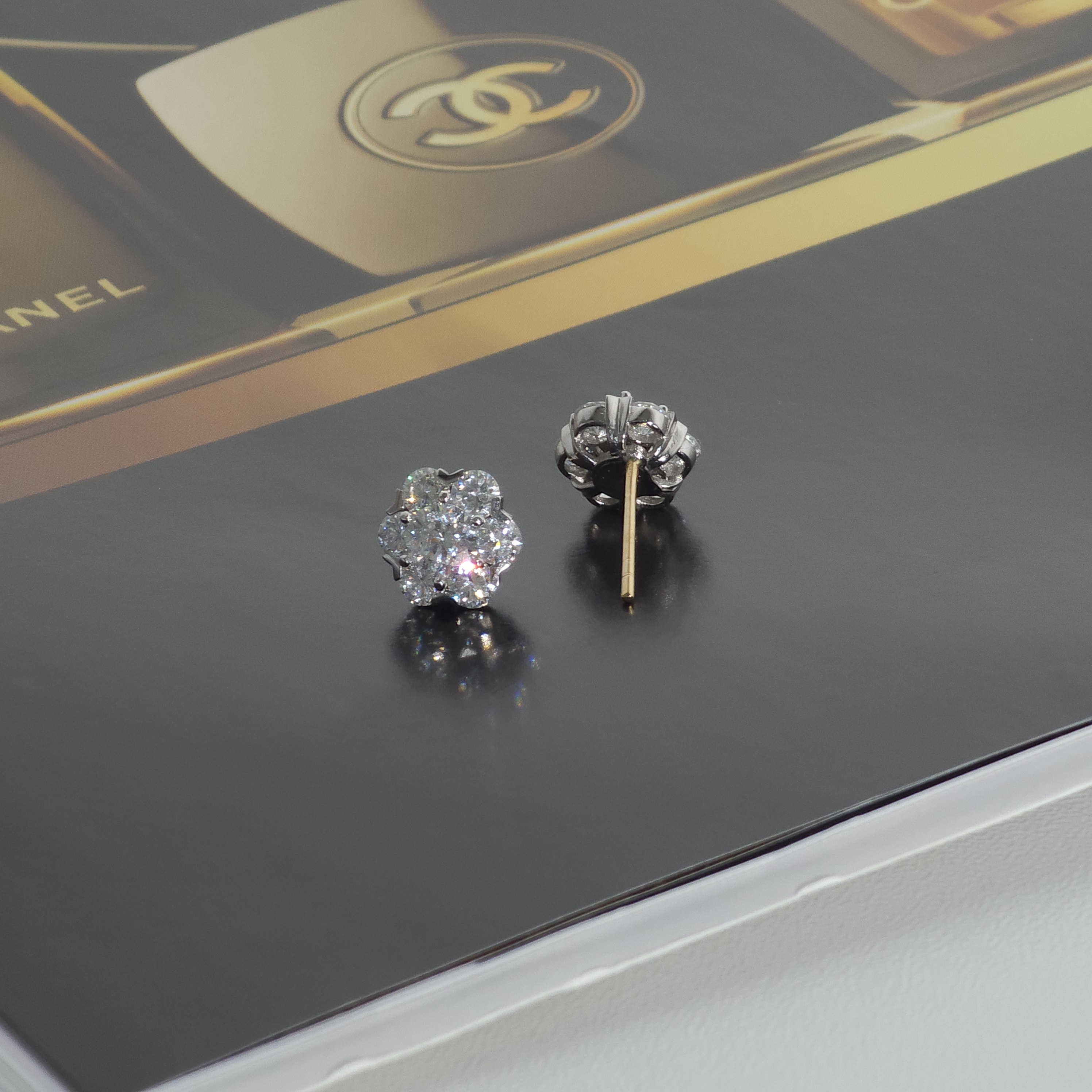 랩다이아몬드 꽃 침 귀걸이 랩다이아 모이사나이트 14k 18k - 상세 이미지 4