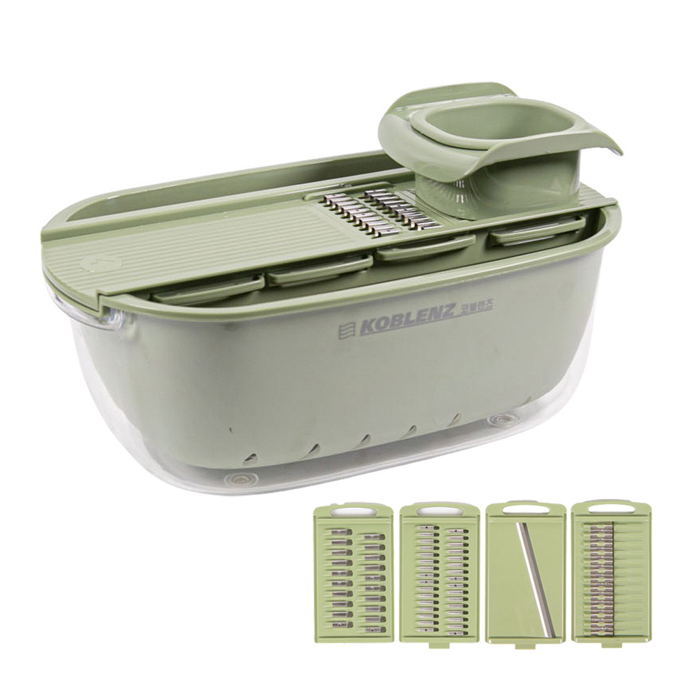 채반형 4in1 야채슬라이서 채칼세트 양배추 당근 감자 채썰기 슬라이스칼