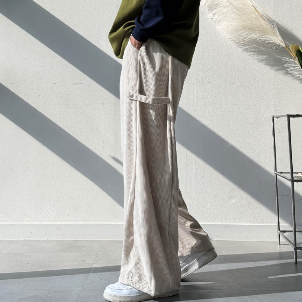 남자 글래 코듀로이 스냅 비죠 벌룬 와이드 밴딩팬츠 - 상품 이미지