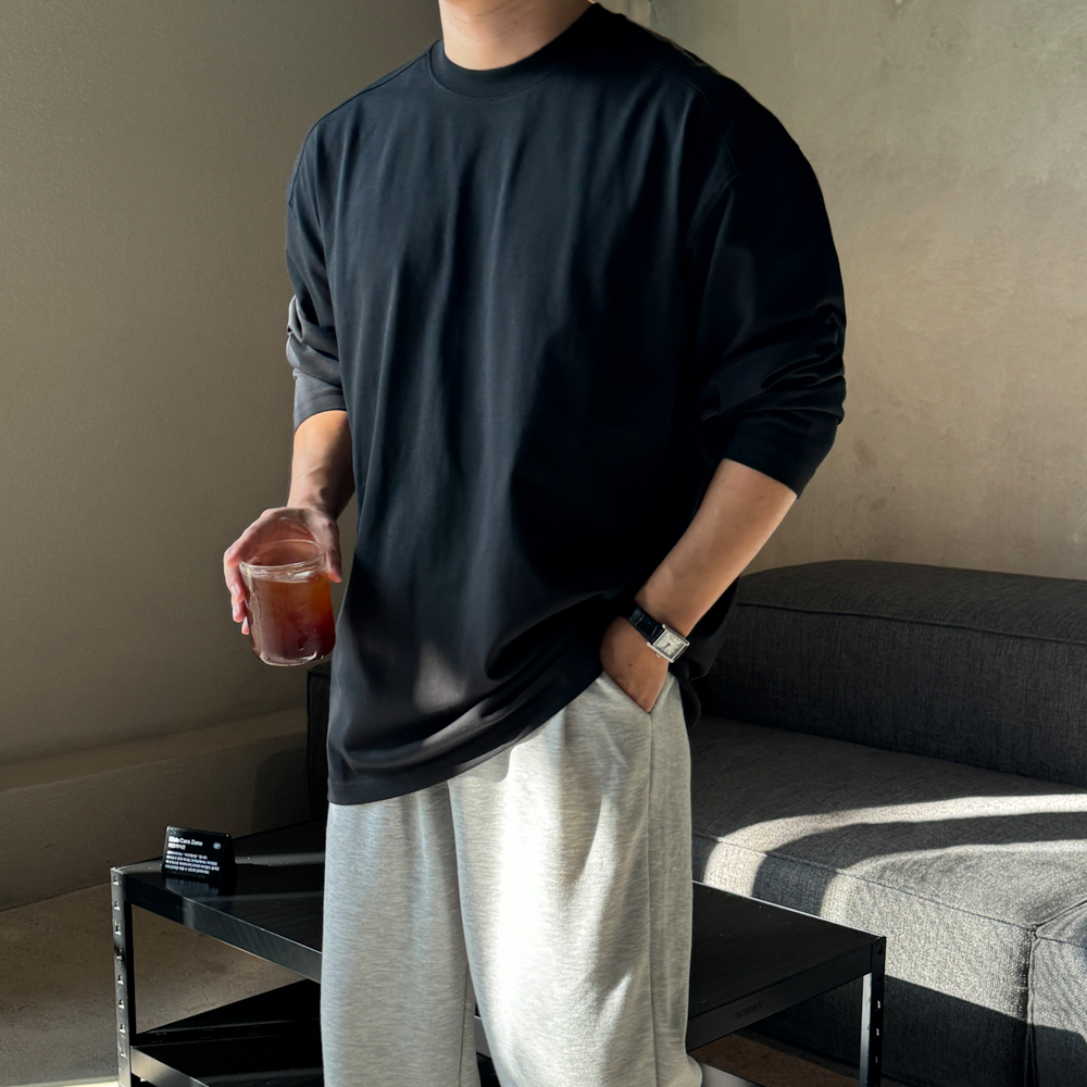 흰색면티 쭉티 남자레이어드티 어깨넓어보이는옷 - 상세 이미지 2