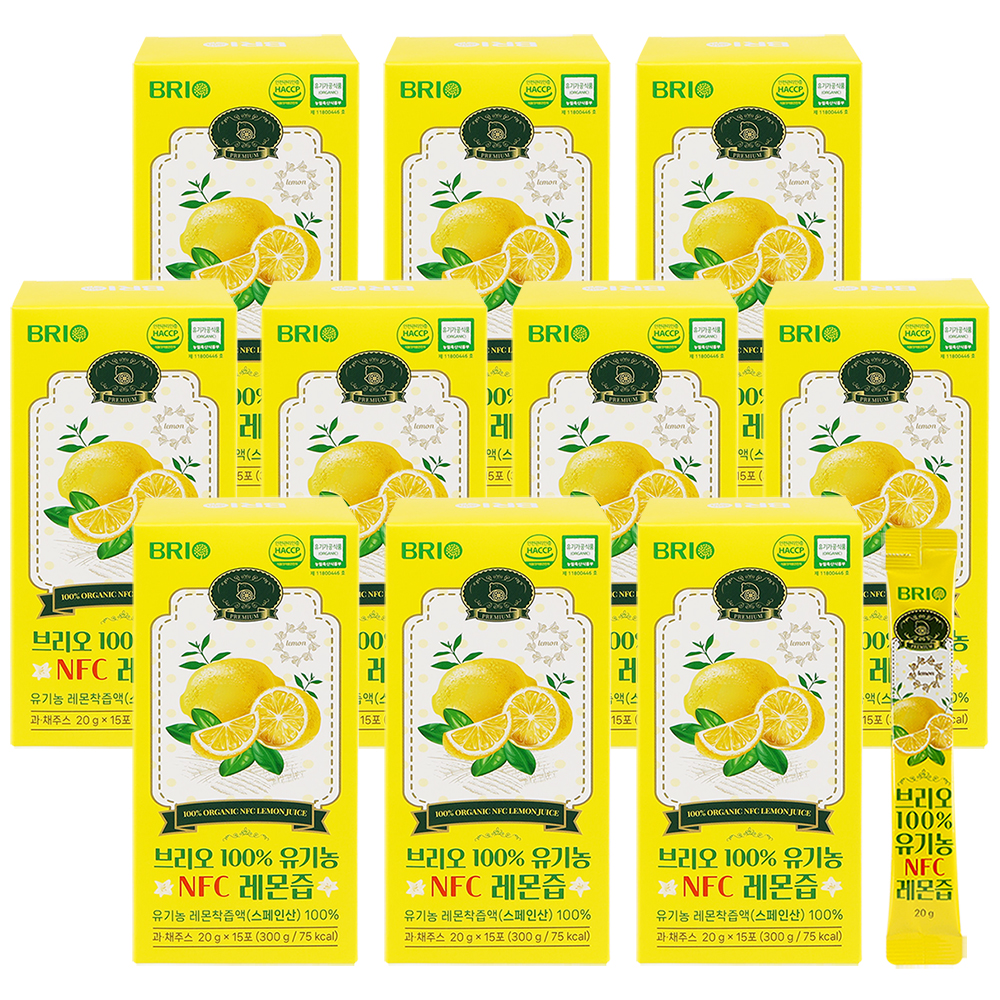 브리오 100% 유기농 NFC 레몬즙 / 스페인산 레몬 1일1레몬 레몬수 15포, 10개 - 상품 이미지