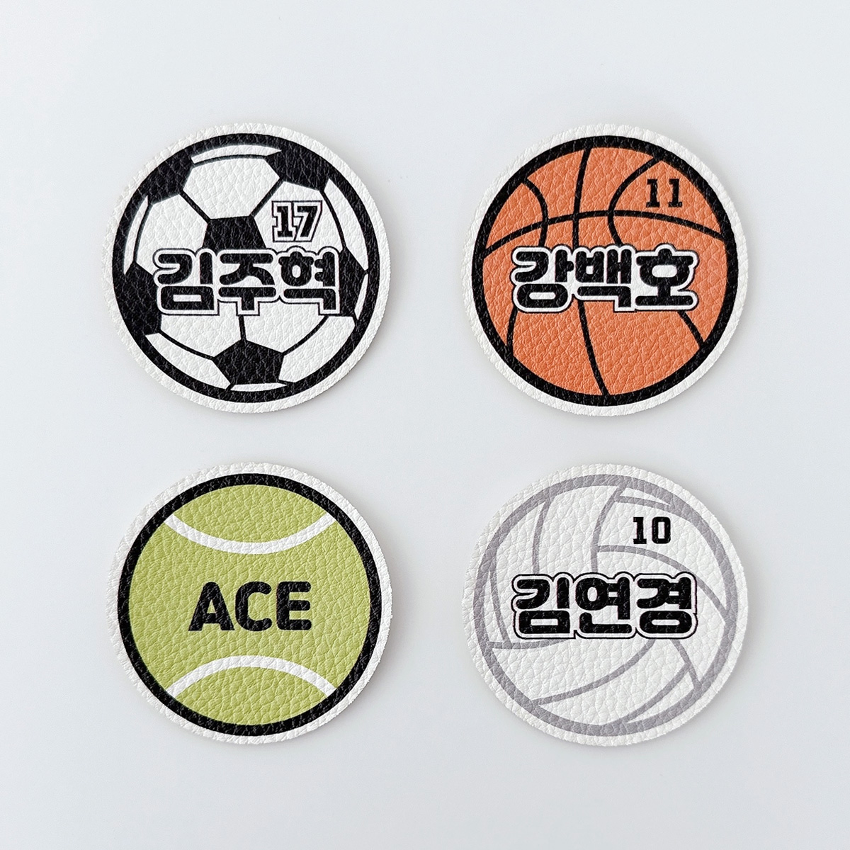 축구공 농구공 배구공 테니스공 와펜 브로치 뱃지 네임택 재접착스티커 - 메인 이미지