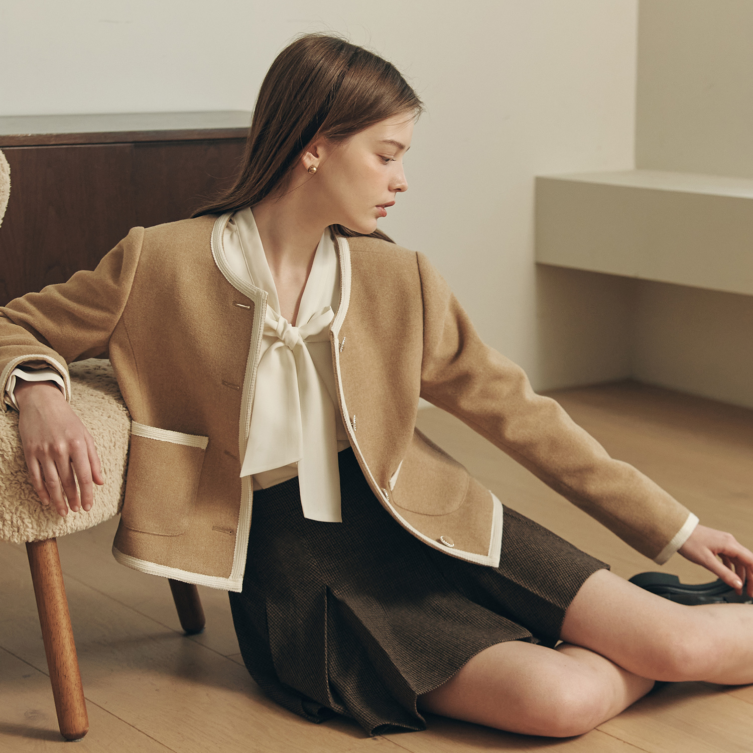 [제로스트릿] 모카 플리츠 스커트 MOCHA PLEATED SKIRT / BROWN - 상세 이미지 3