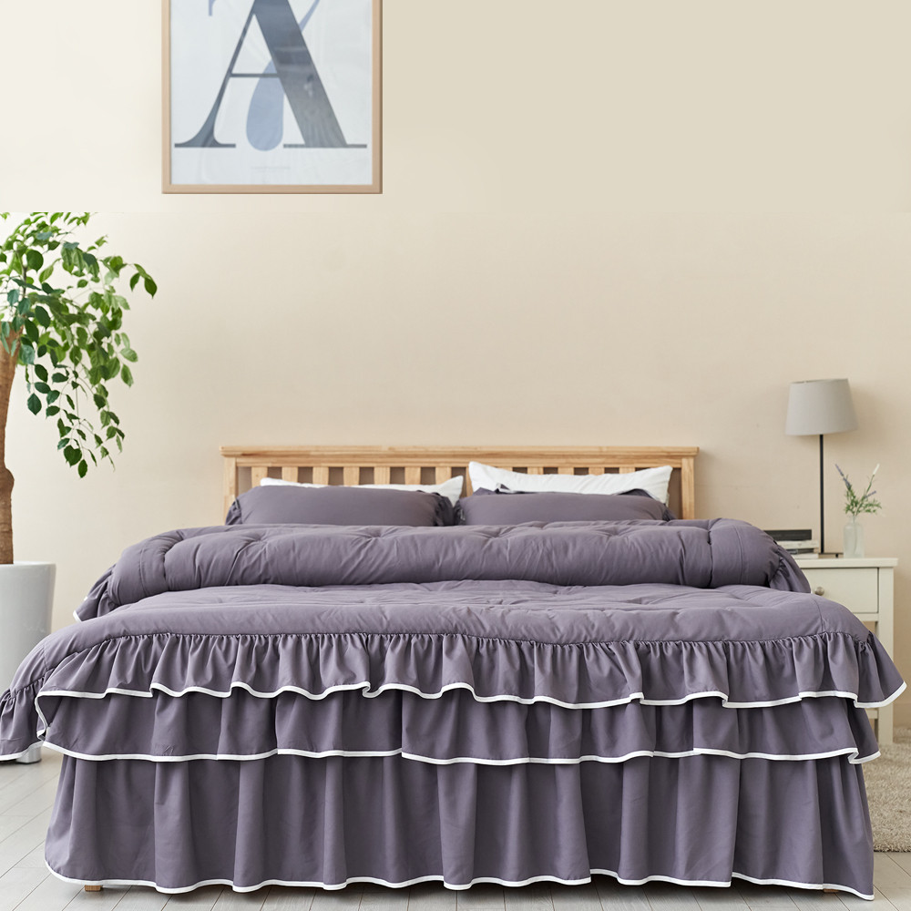 류금숙 라인 실키케어 항균프릴 차렵이불 베개커버 이중프릴침대커버세트 SS/Q/K/SK