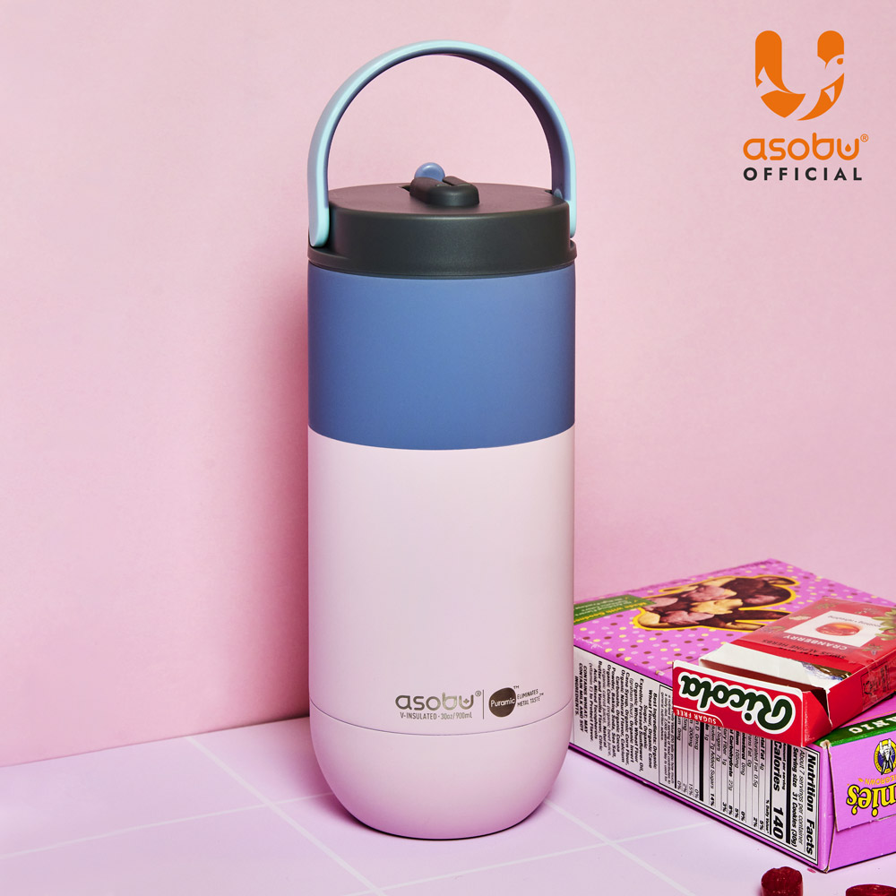 아소부 스테인레스 보온보냉 빨대 대용량 세라믹 텀블러 오르빗 900ml, 파스텔핑크 - 상세 이미지 4