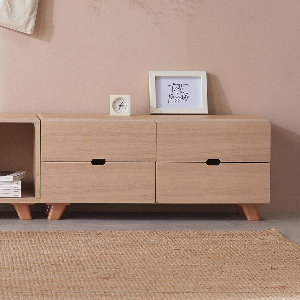 윈썸 릴리 2단 4P 800 미니거실장 폭좁은 원룸티비다이 낮은서랍장 티비서랍장