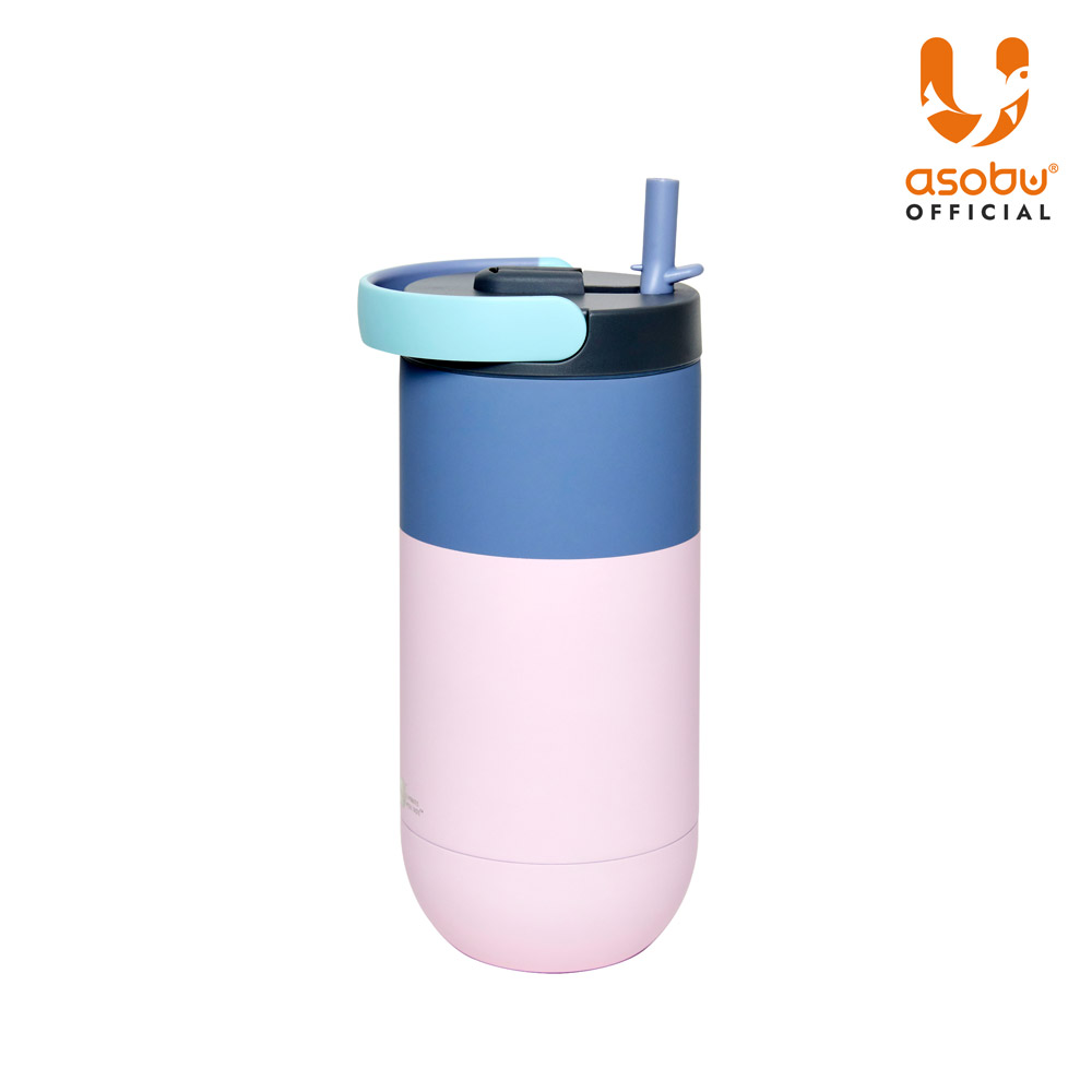 아소부 스테인레스 보온보냉 빨대 대용량 세라믹 텀블러 오르빗 900ml, 파스텔핑크 - 상세 이미지 3
