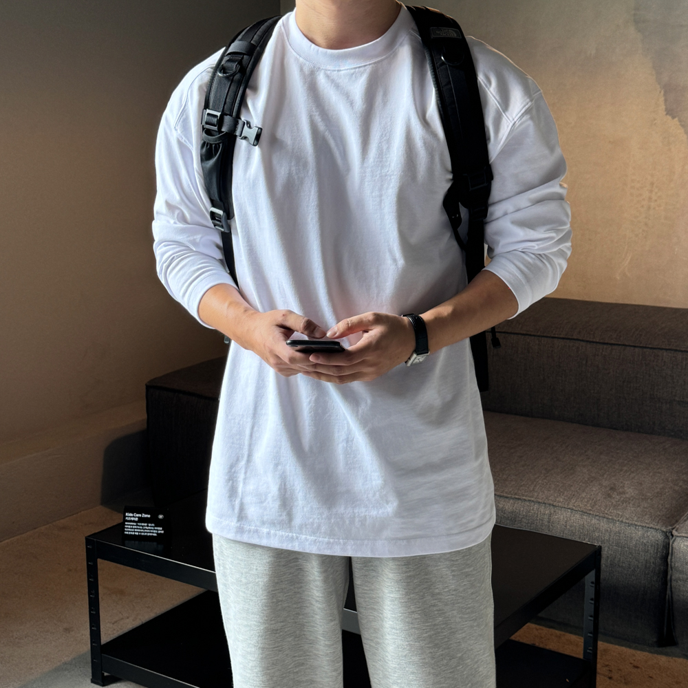 1+1 흰색면티 쭉티 남자레이어드티 어깨넓어보이는옷 - 상세 이미지 2