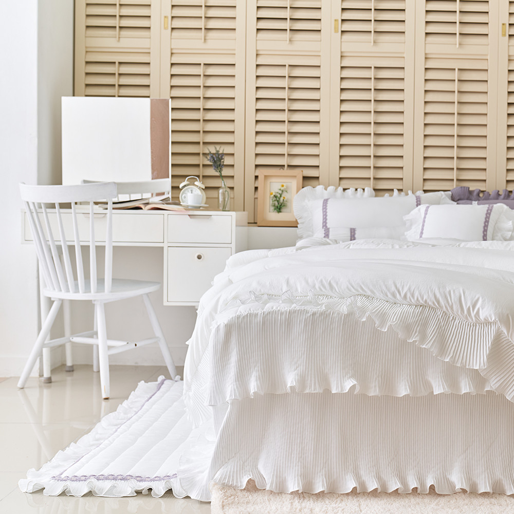 류금숙 플리츠 항균실키케어 프릴 차렵이불 베개커버 이중프릴침대커버세트 SS/Q/K/SK