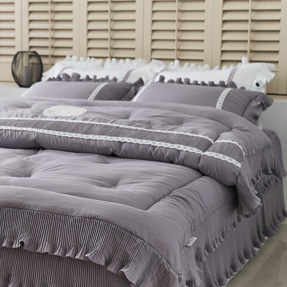 류금숙 플리츠 항균실키케어 프릴 차렵이불 베개커버 롱침대커버세트 SS/Q/K/SK 국내생산