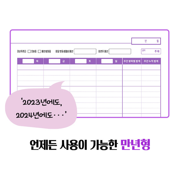 [원페이지 가계부] 2026년 만년 초보 수기 가계부 다이어리 양식 쓰는법 포함 - 상세 이미지 3