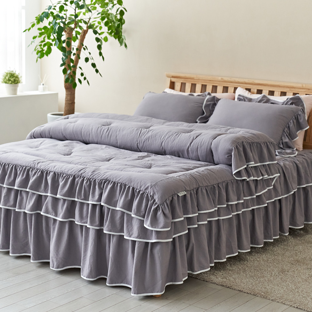 류금숙 라인 실키케어 항균프릴 차렵이불 베개커버 숏매트커버세트 SS/Q/K/SK