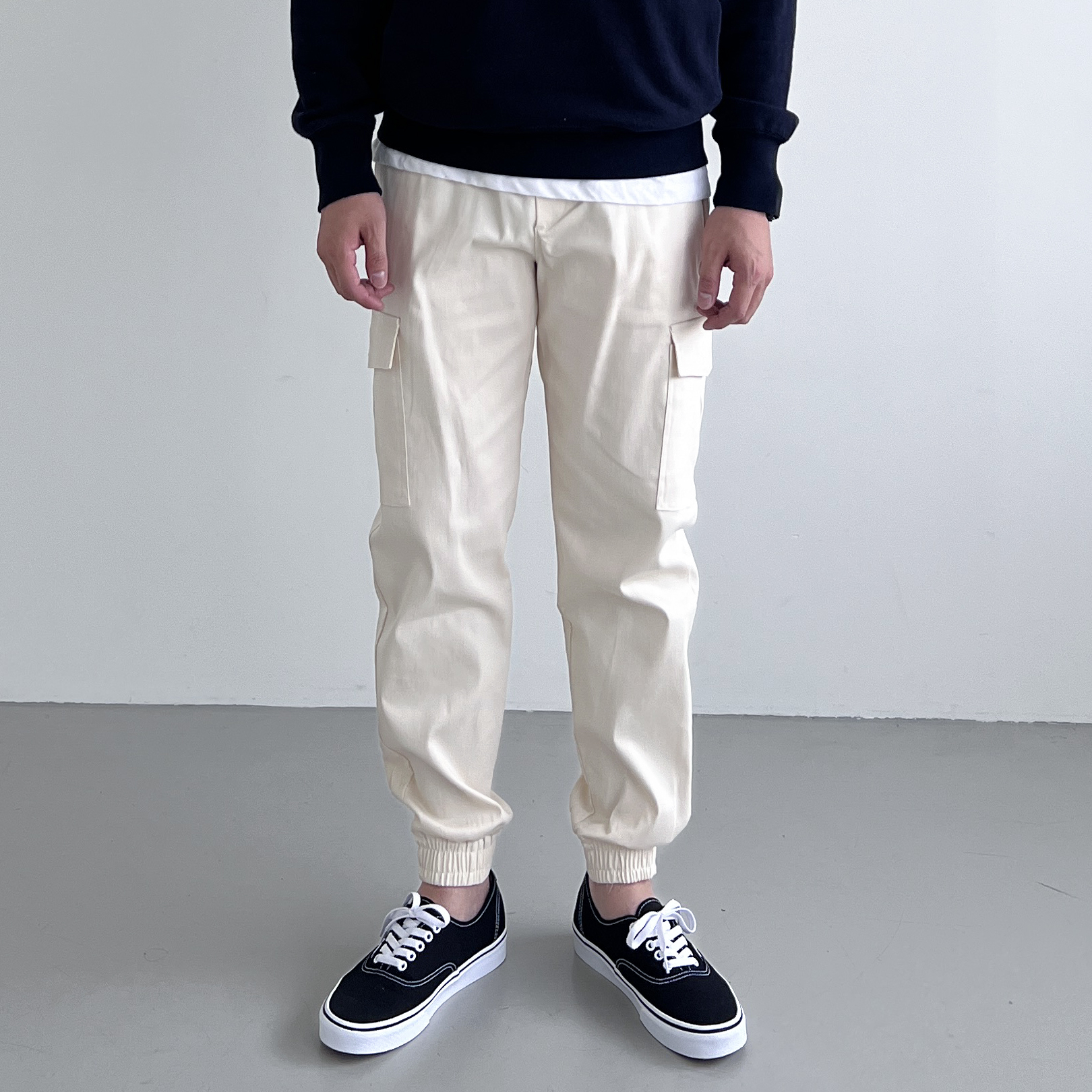 1+1 남자 카고조거팬츠 남자면바지 작업바지 스판 밴딩 빅사이즈 - 상세 이미지 2