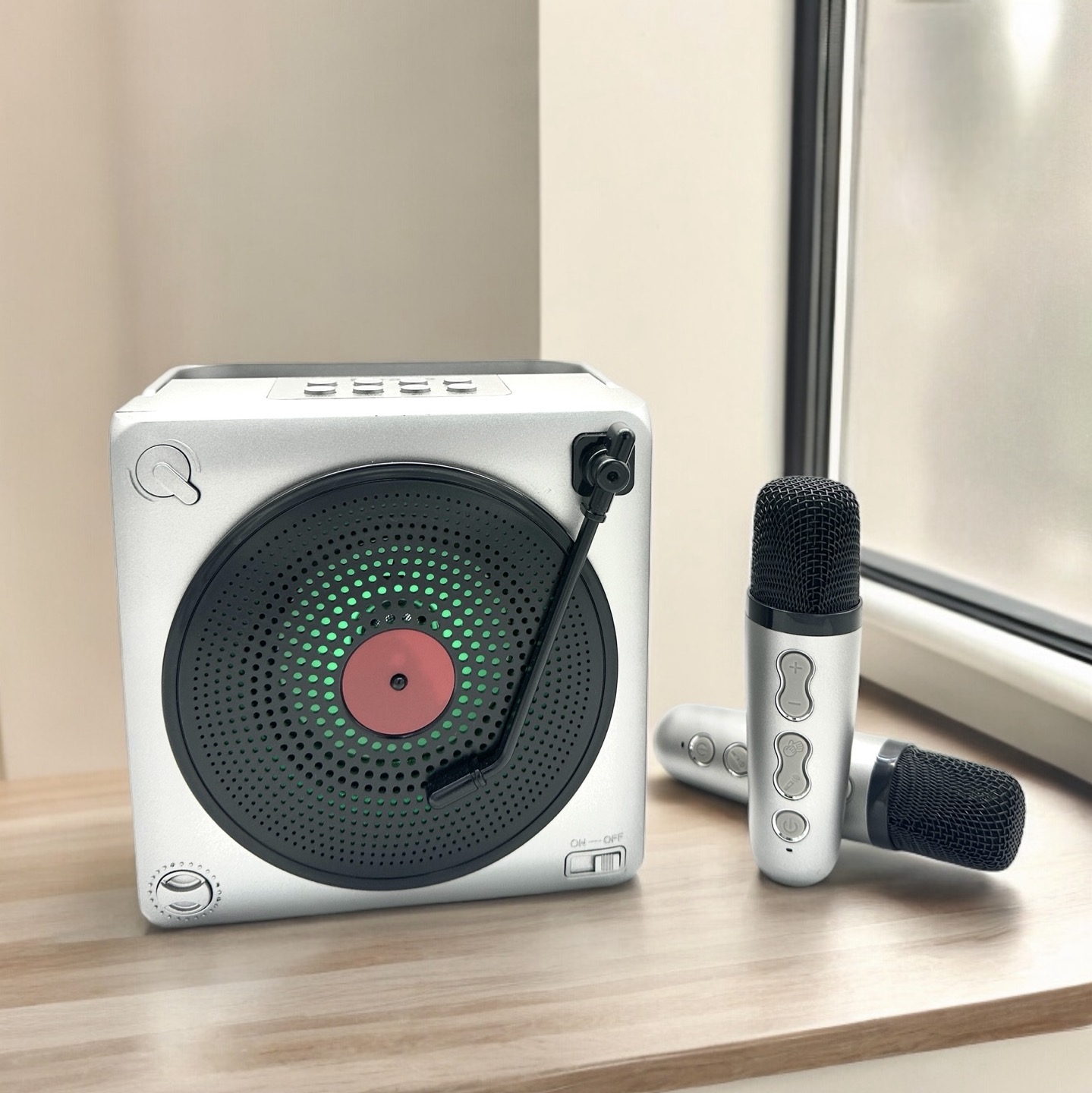 블루투스 마이크 무선 노래방마이크 명품 휴대용 가정용 차박 led 미러볼