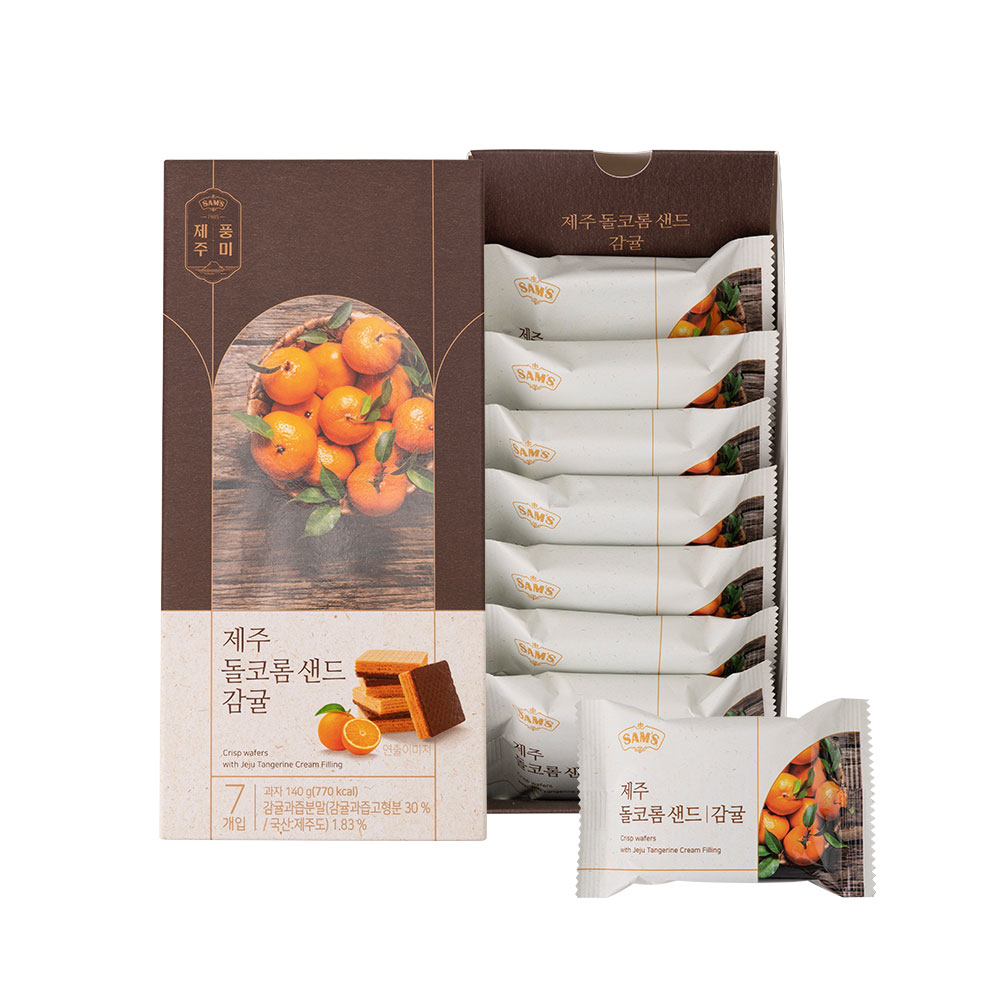 청우 제주 과자 간식 선물 제주샌드 쿠키 5종 돌코롬 웨하스 감귤샌드, 140g, 1개 - 상품 이미지