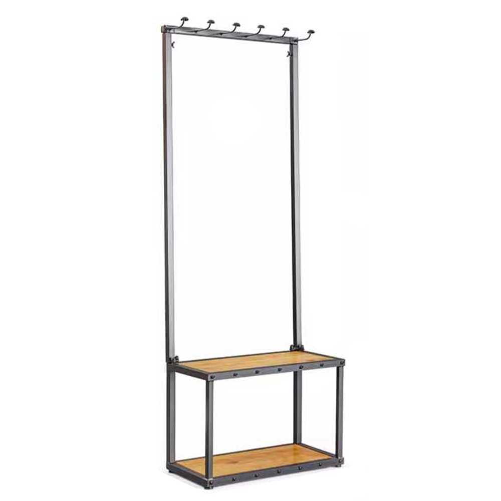 현관 벤치 철제 선반 입구 실내화 거치대 옷걸이 행거 2단 60x165cm - 상품 이미지