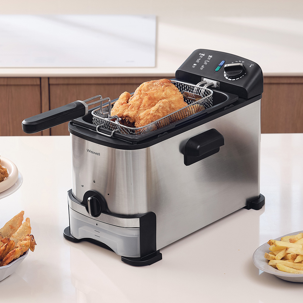 위즈웰 세이브 튀김기 3L 기름분리 가능 스테인리스 전기 가정용 미니 자동 기계