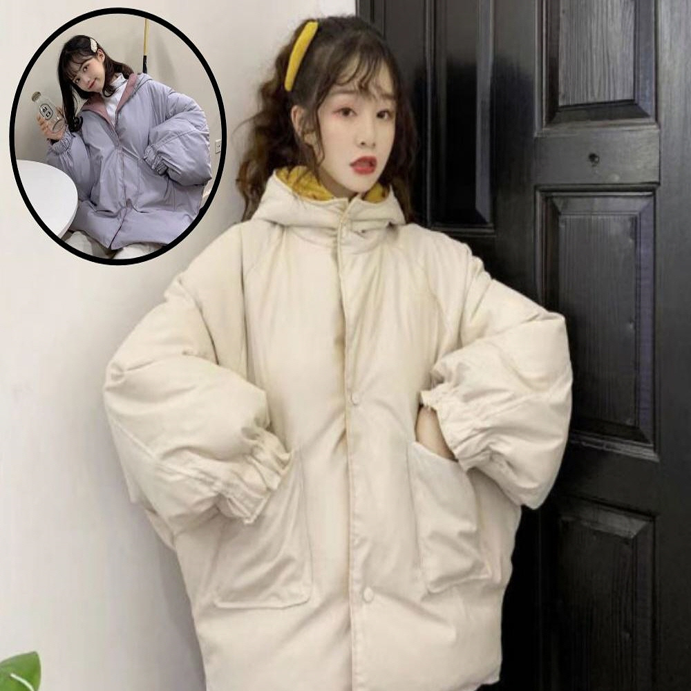 여성빅사이즈패딩 대학생숏패딩 중간패딩 리버서블 양면 이미지 1