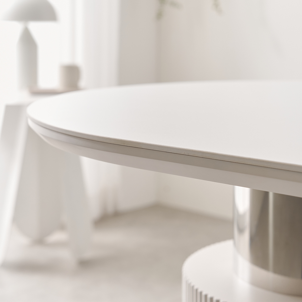 대형 세라믹테이블 타원형 템바보드 거실식탁 알테라 1800mm, 화이트