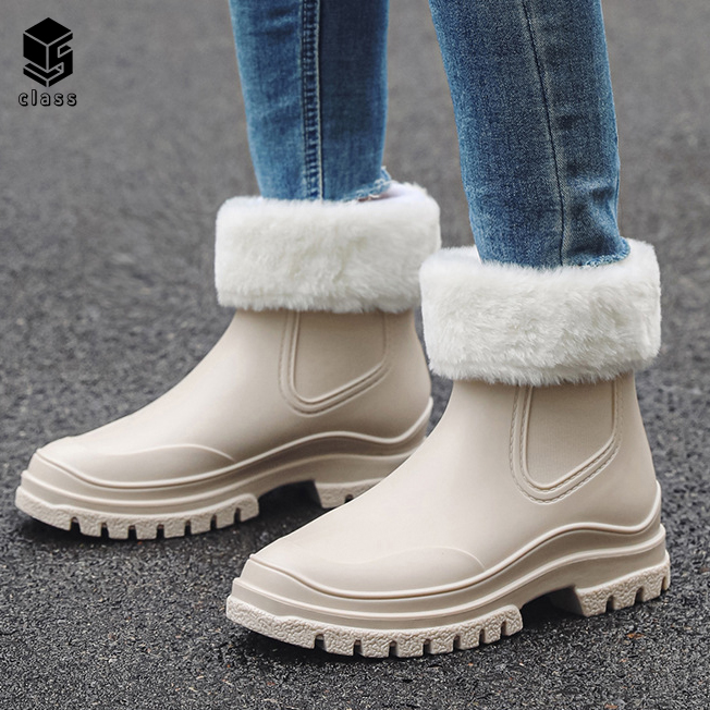 털 장화 통굽 첼시 레인부츠 (겨울 방한)