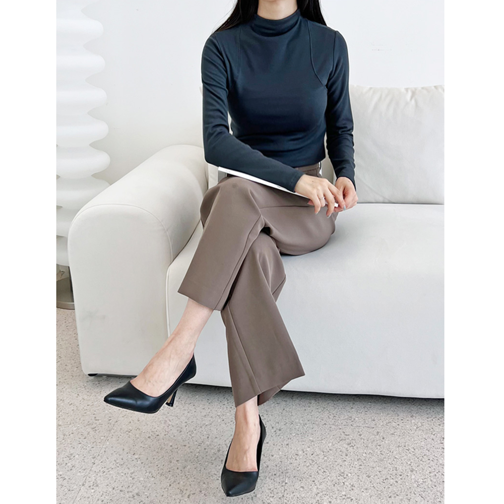 흰색목티 목폴라 긴팔 흰티 피치기모 반목폴라 반폴라 티셔츠 - 상세 이미지 5