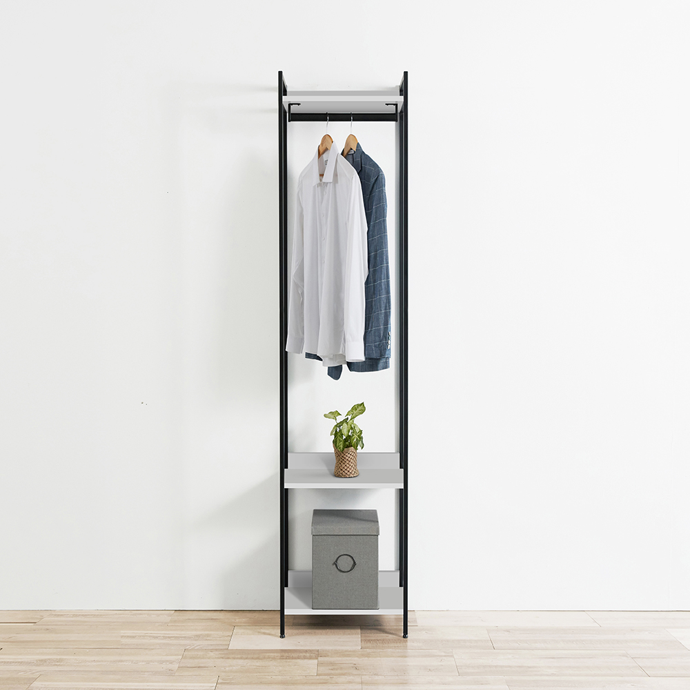 동서가구 디케로 철제 스틸 드레스룸 시스템 행거 400, 1단 행거형, 화이트