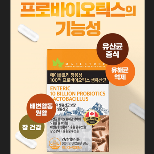 메이플트리 캐나다 장용성 프로바이오틱스 100억 유산균 60캡슐 3박스 6개월 장건강 - 상세 이미지 4