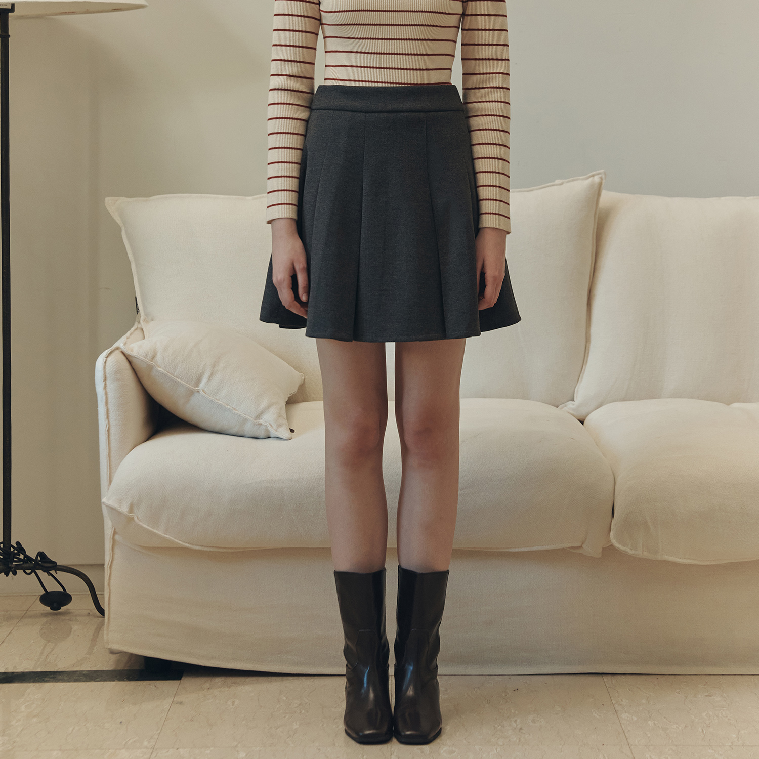 [제로스트릿]클라우디 플리츠 스커트 CLOUDY PLEATS SKIRT / GRAY 제품 이미지