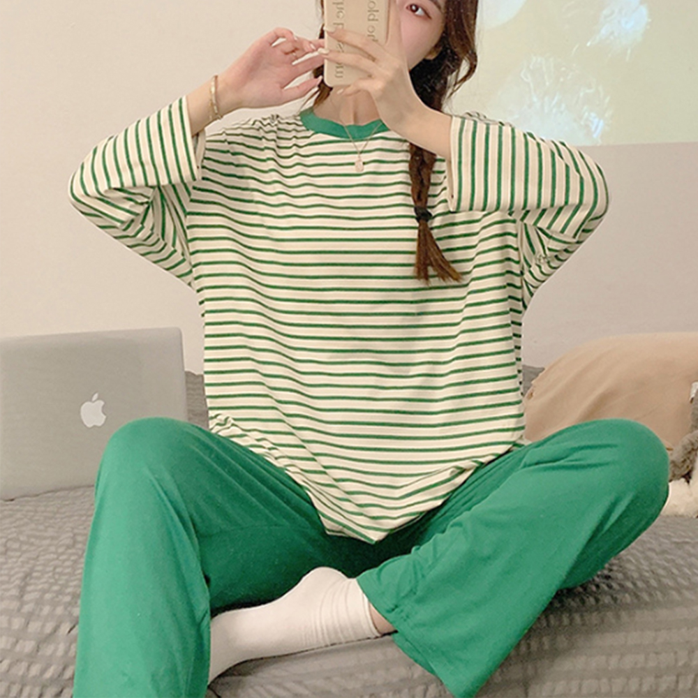 브라캡 내장 여자 홈웨어 세트 여성 긴팔 긴바지 봄 가을 겨울 잠옷 파자마 실내복 상하의 - 상품 이미지