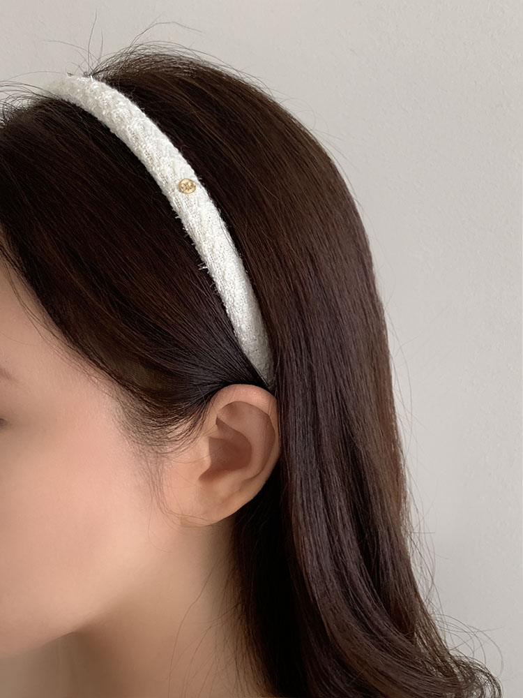 [자체제작] 링클 트위드 슬림 헤어밴드 - 얇은 니트 고급 명품 핸드메이드 귀안아픈머리띠
