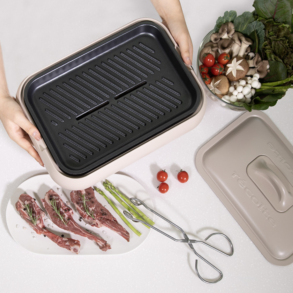 레꼴뜨 멀티 전기그릴 고기 불판 2개 전기후라이팬 분리형 멀티쿠커 뚜껑 고화력 - 상세 이미지 2