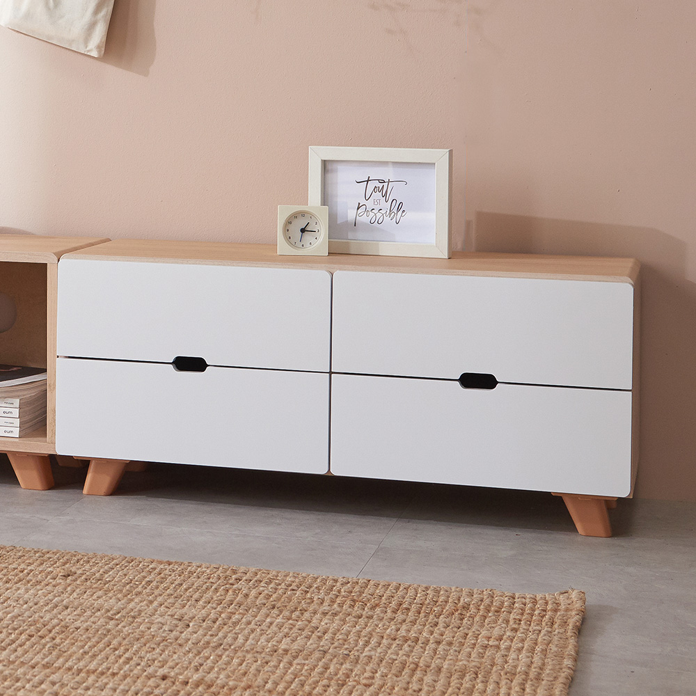 윈썸 릴리 2단 4P 800 미니거실장 폭좁은 원룸티비다이 낮은서랍장 티비서랍장