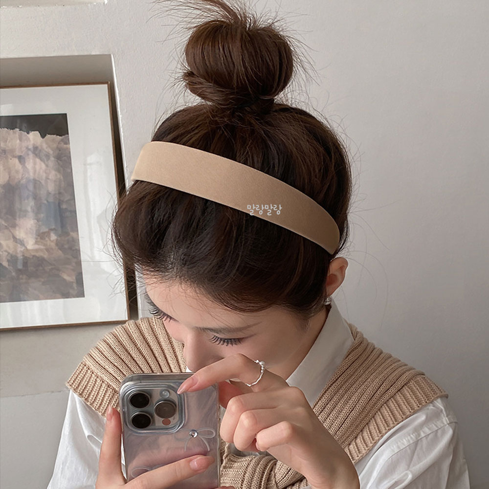 가을 무지 와이드 헤어밴드 베이직 컬러 여성 넓은머리띠 - 상세 이미지 4