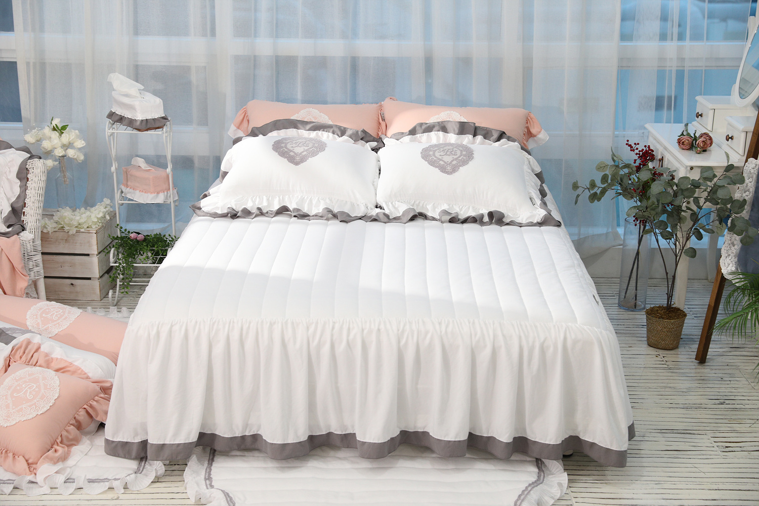 류금숙 프렌치감성 실키케어 향균프릴 이중프릴침대커버 SS/Q/K/SK 국내생산