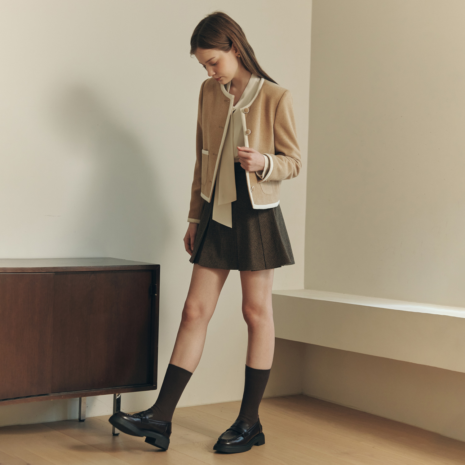[제로스트릿] 모카 플리츠 스커트 MOCHA PLEATED SKIRT / BROWN - 상세 이미지 2