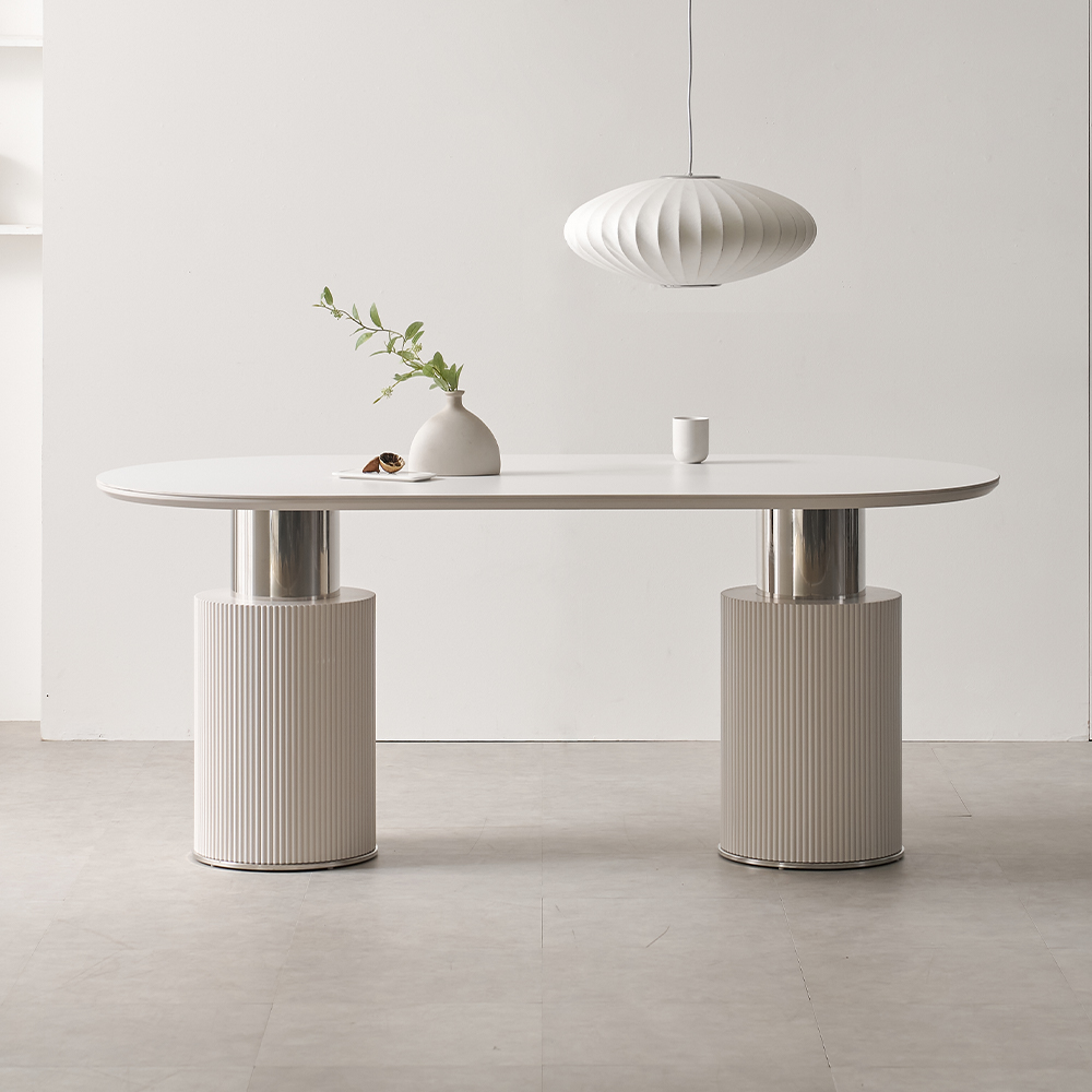 대형 세라믹테이블 타원형 템바보드 거실식탁 알테라 1800mm, 화이트