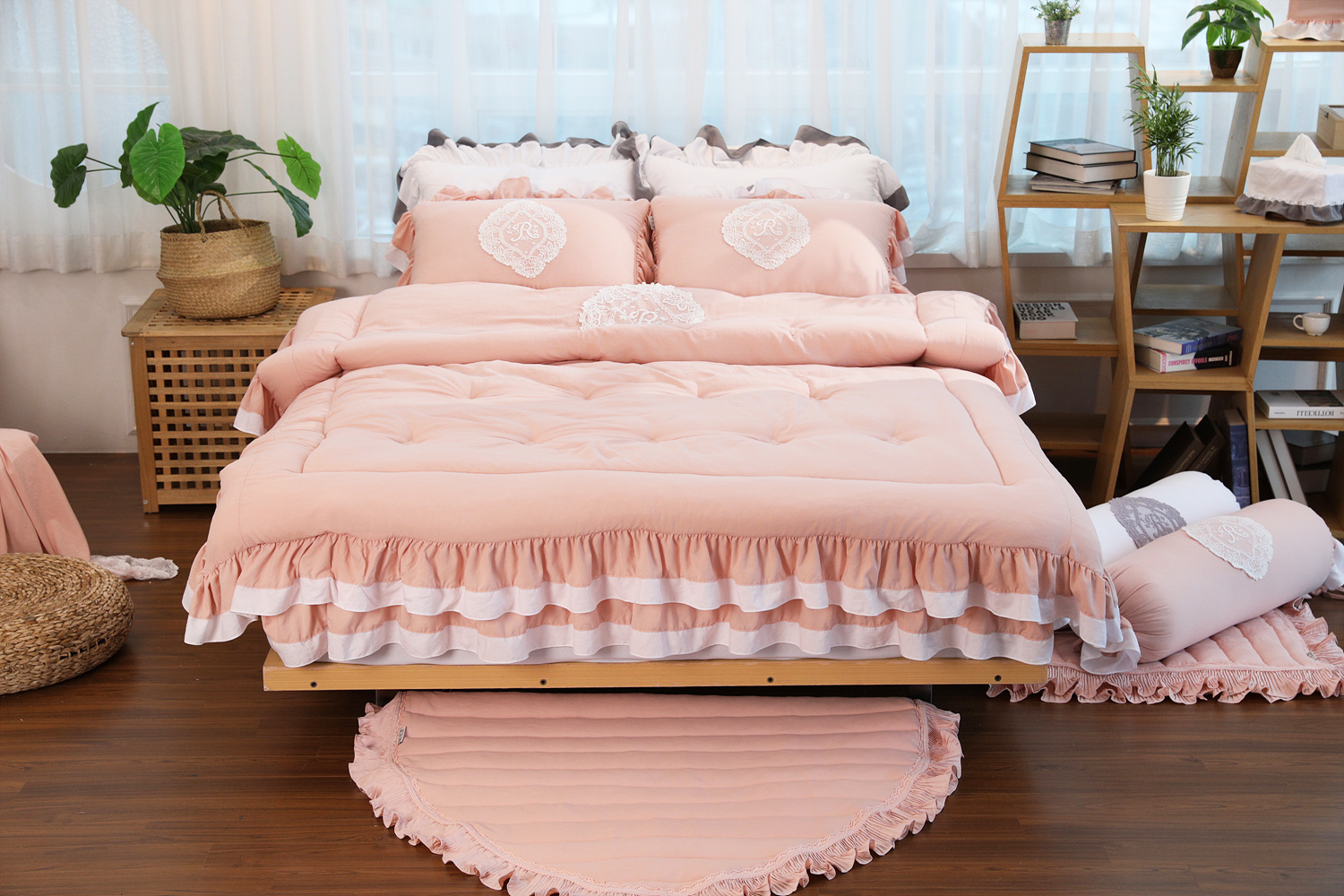 류금숙 프렌치감성 실키케어 항균프릴 차렵이불 베개커버 숏매트커버세트 SS/Q/K/SK