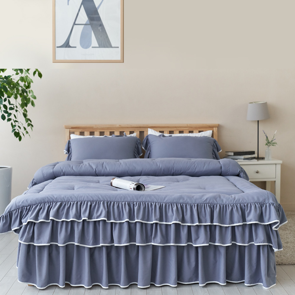 류금숙 라인 실키케어 항균프릴 차렵이불 베개커버 이중프릴침대커버세트 SS/Q/K/SK