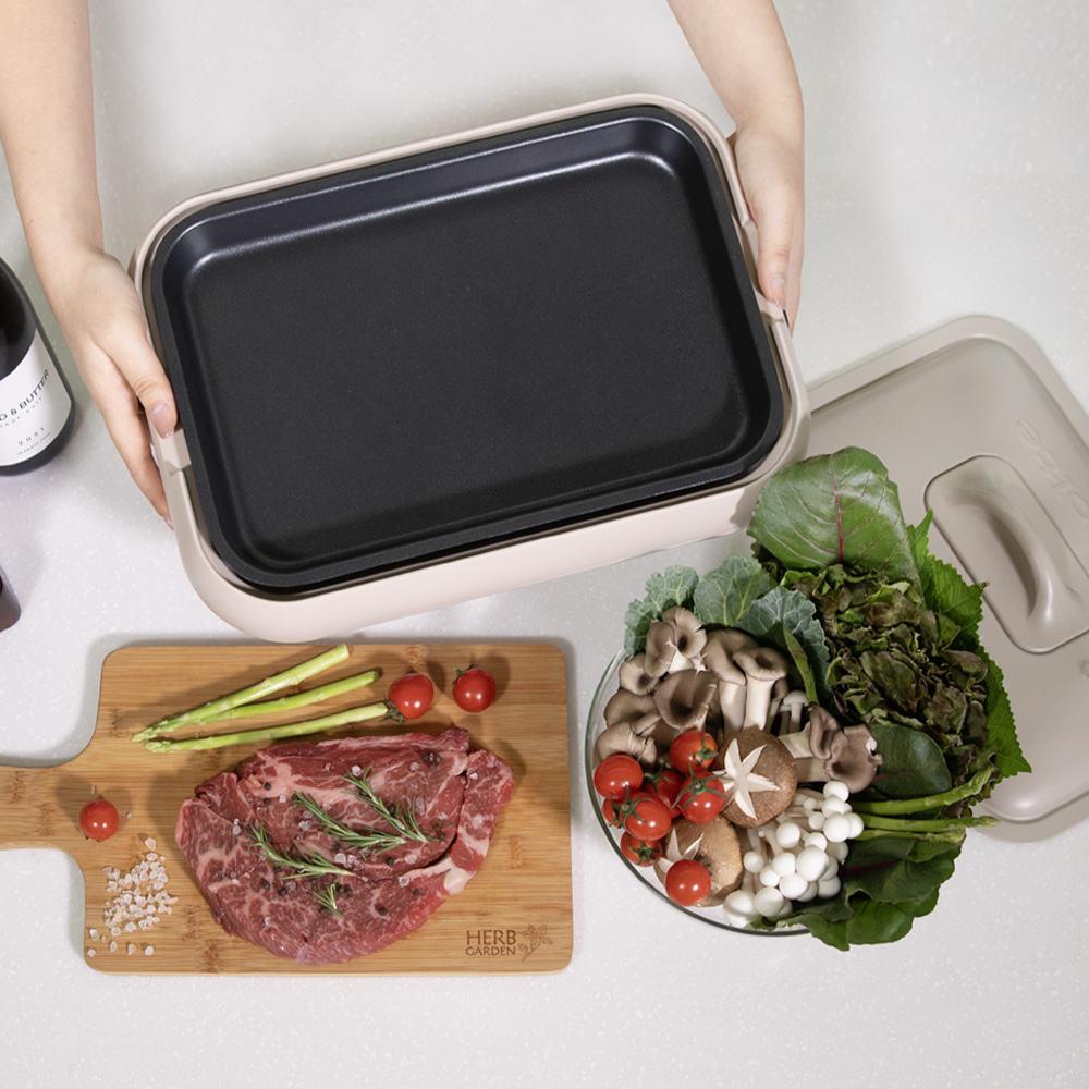 레꼴뜨 멀티 전기그릴 고기 불판 2개 전기후라이팬 분리형 멀티쿠커 뚜껑 고화력 - 상세 이미지 3