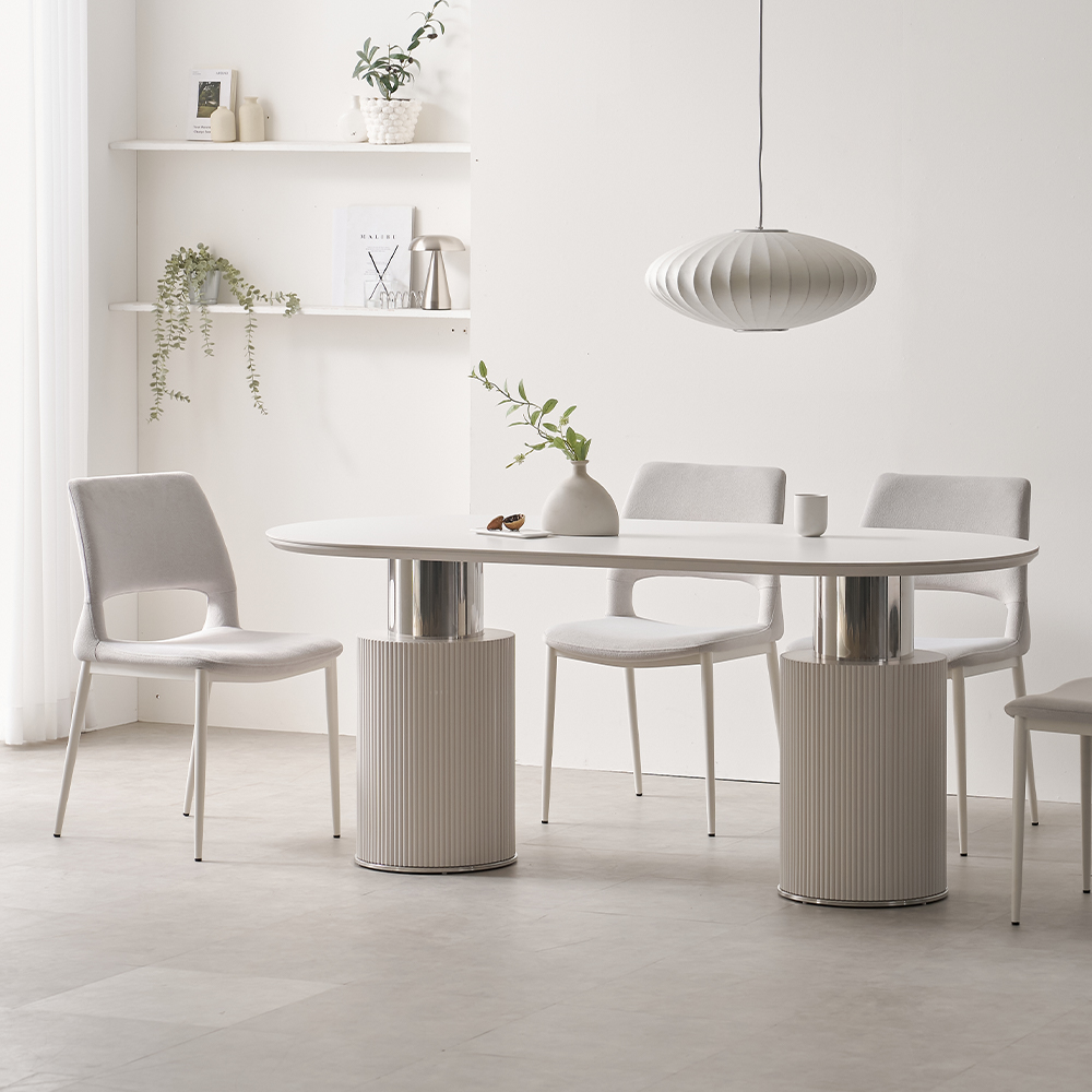 대형 세라믹테이블 타원형 템바보드 거실식탁 알테라 1800mm, 화이트