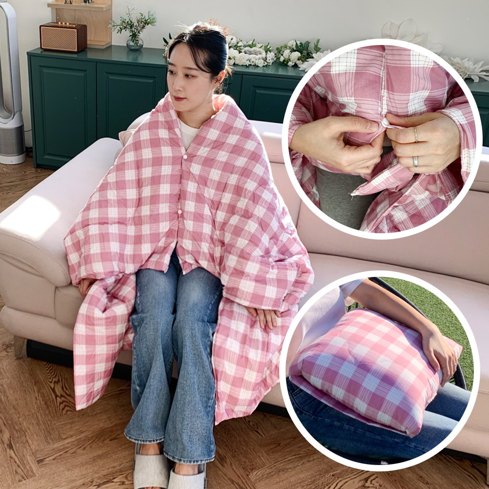 폴드래블 접으면 쿠션 펼치면 입는 담요 3in1 세트